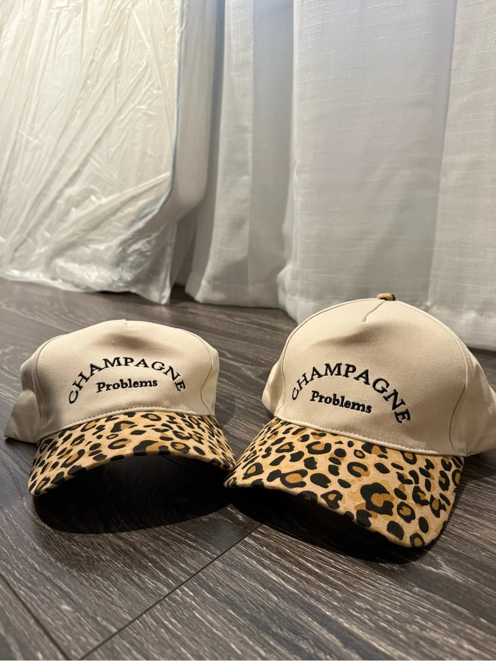 Champagne Problems Beige & Leopard Baseball Cap